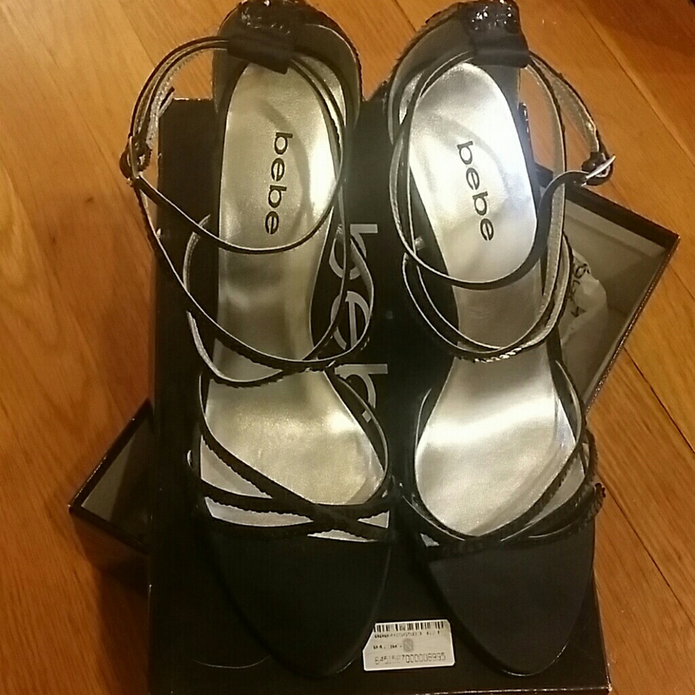 Strappy black sequin dress sandals